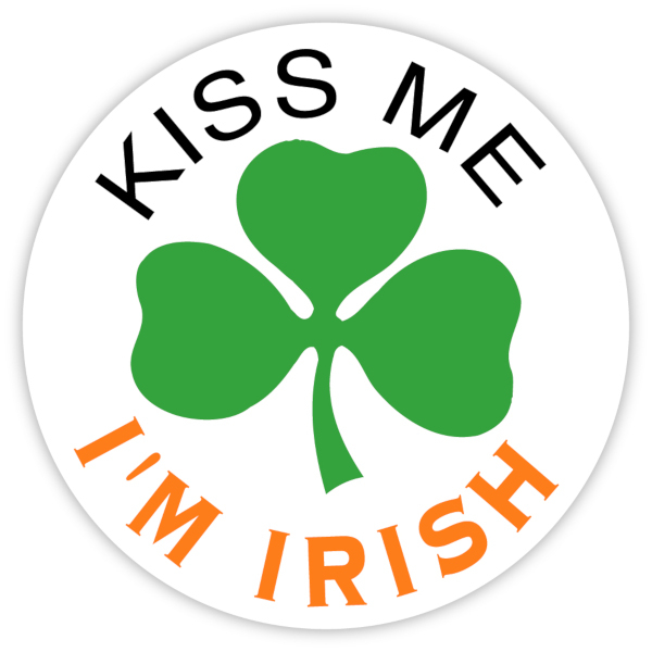 Sticker round, "Kiss Me I'M Irish"